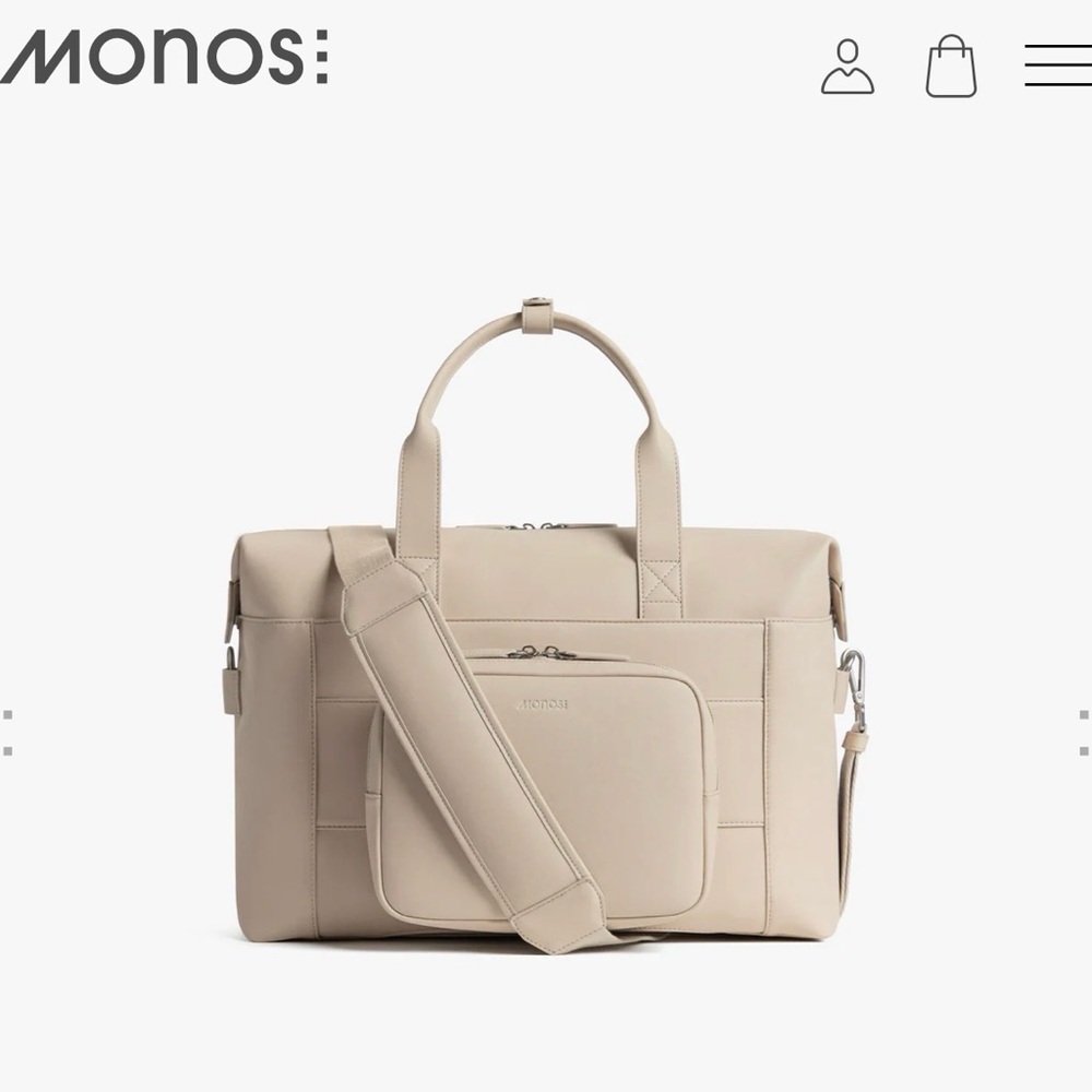 Monos Cream Travel Weekender Bag